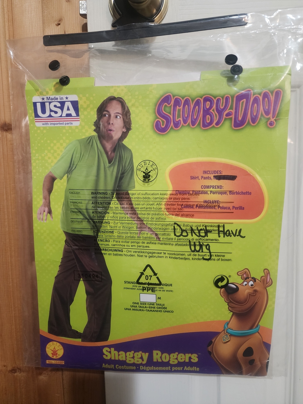 Shaggy Rogers Adult Costume – Green Shirt and Brown Pants NO WIG
